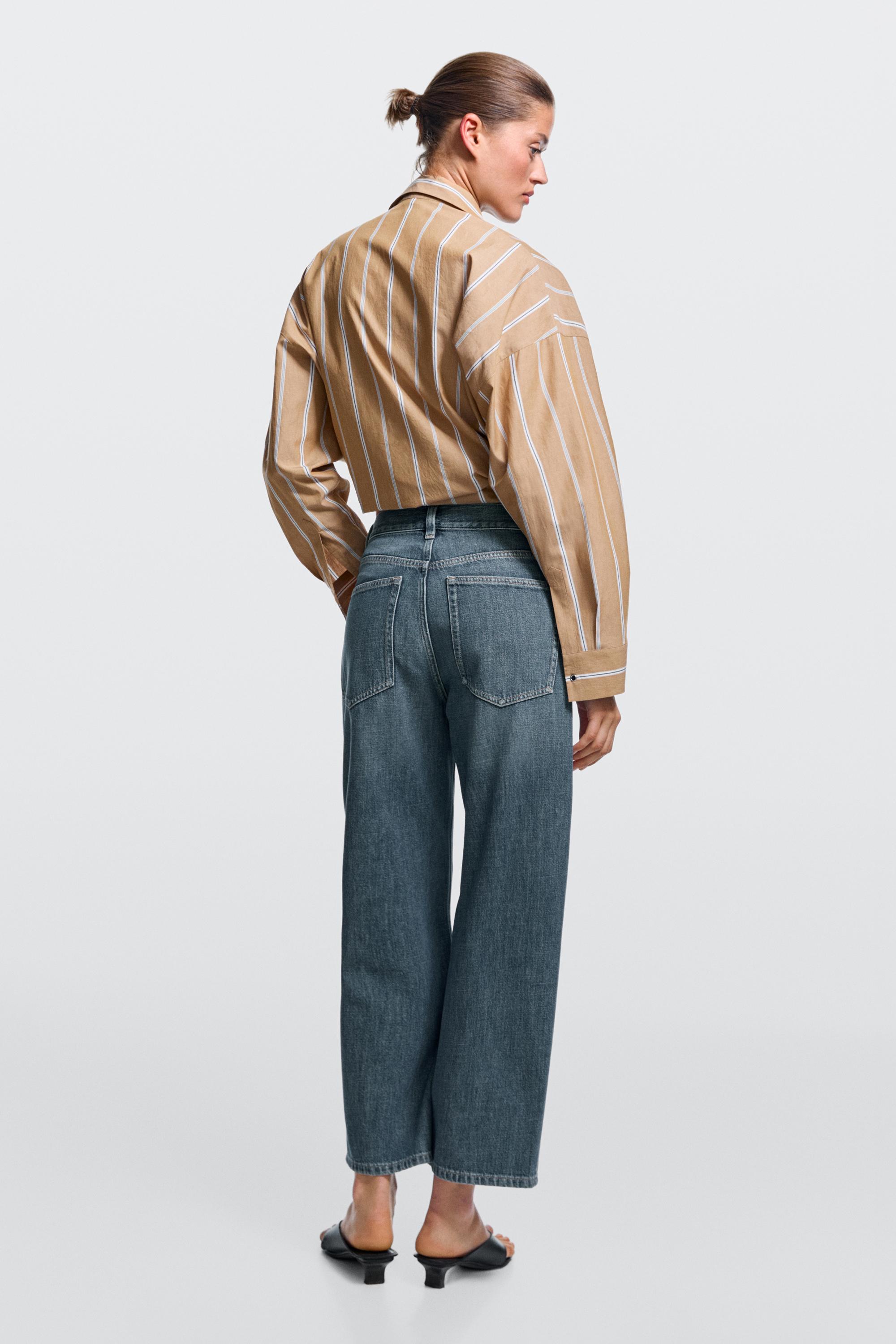 Jean wide leg cropped taille moyenne